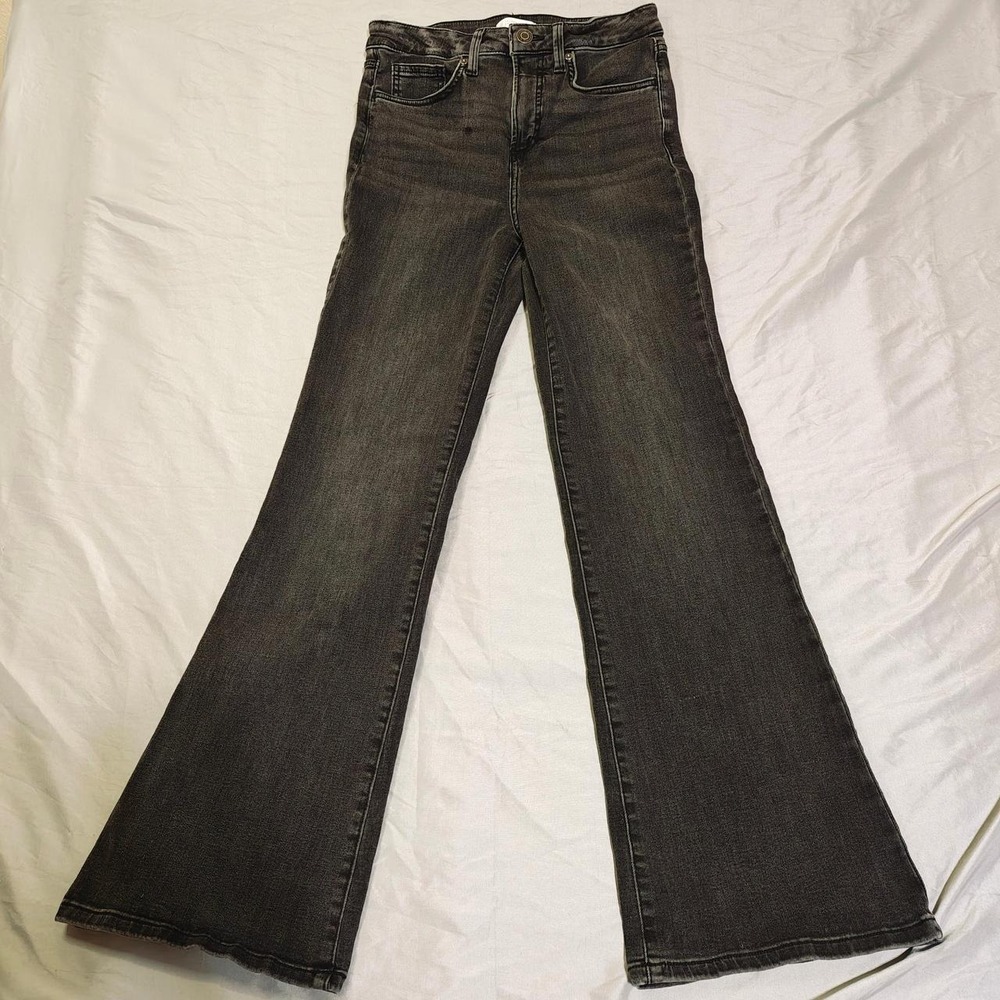 LC Lauren Conrad Eco Stretch Super High Rise Flare Jeans Women 4 Faded Black